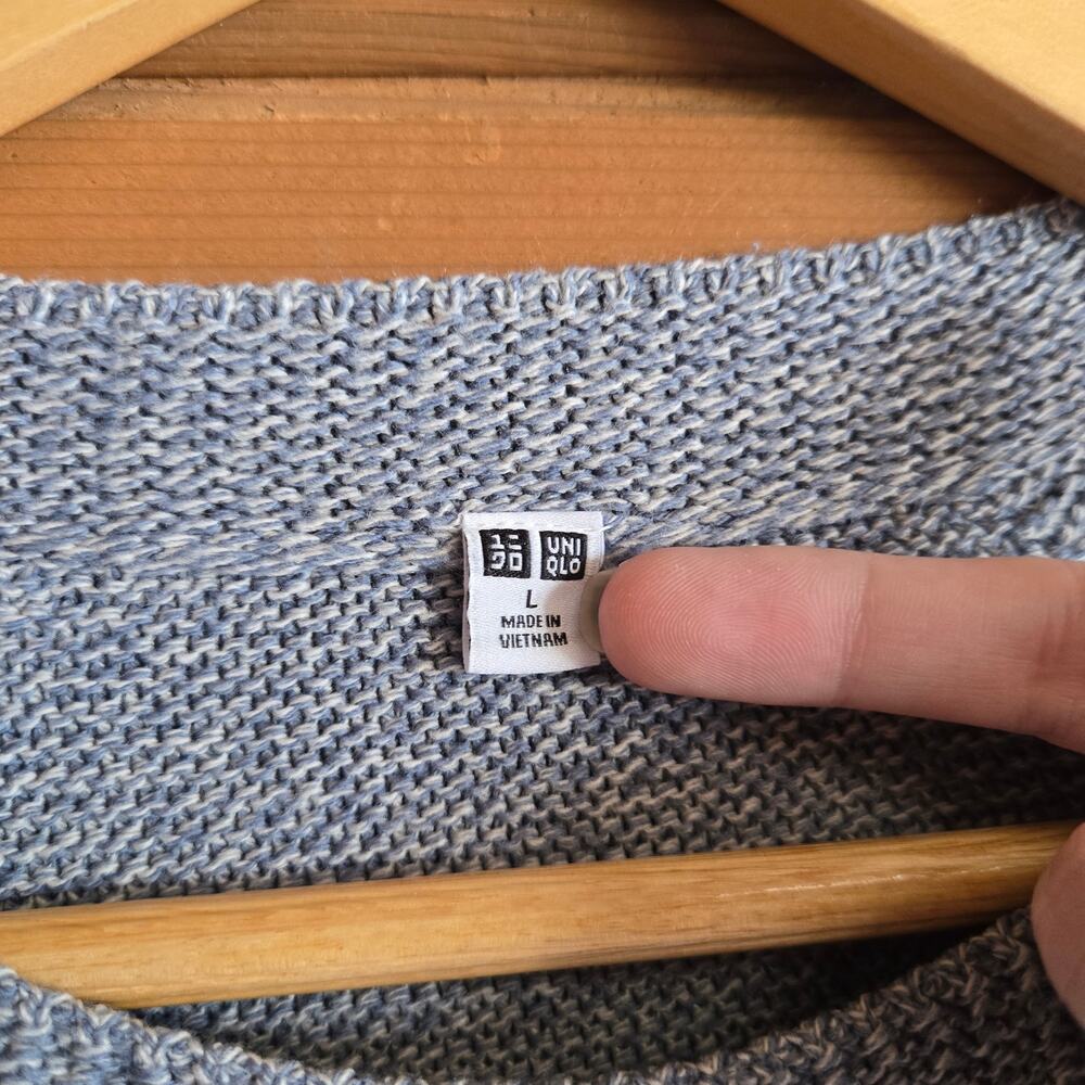 Uniqlo 3D Knit Crew Neck Sweater Gray Marl Large Crewneck Preppy Top Pullover - Picture 6 of 6
